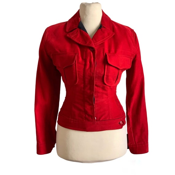 1990s Jean Paul Gaultier red jacket, JPG Junior jacket, Gaultier rare find, High fashion blazer, JPG structured jacket, Hot red blazer
