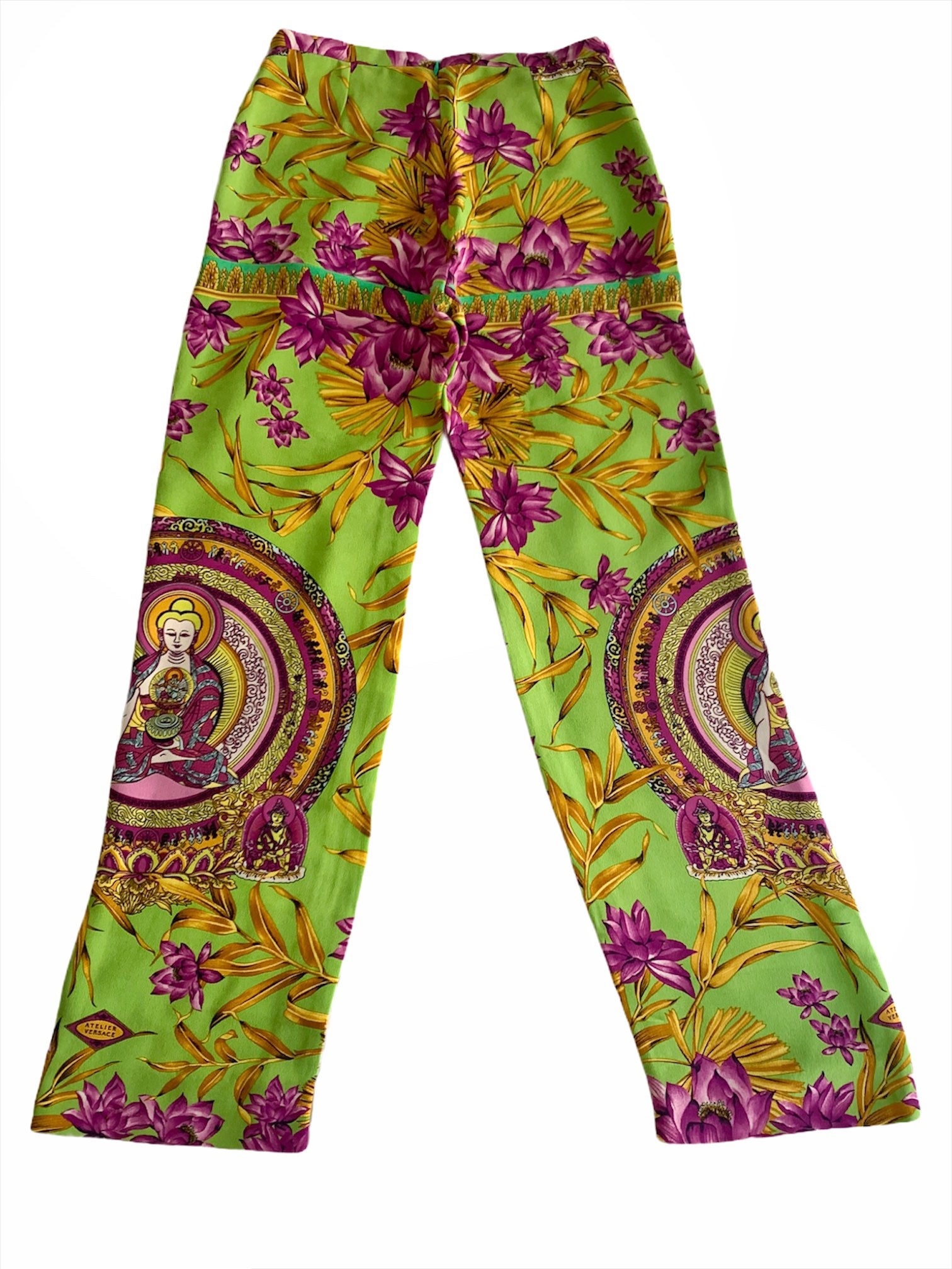 パンツ 1990s Vintage VERSACE Wide Slacks Vintage 90s Gianni Versace Red Triple Pleated Tapered Pants