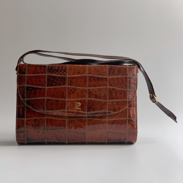 80s Patchwork Leather Bag | Vintage Black shoulder bag Boho chic| Maximalist black handbag
