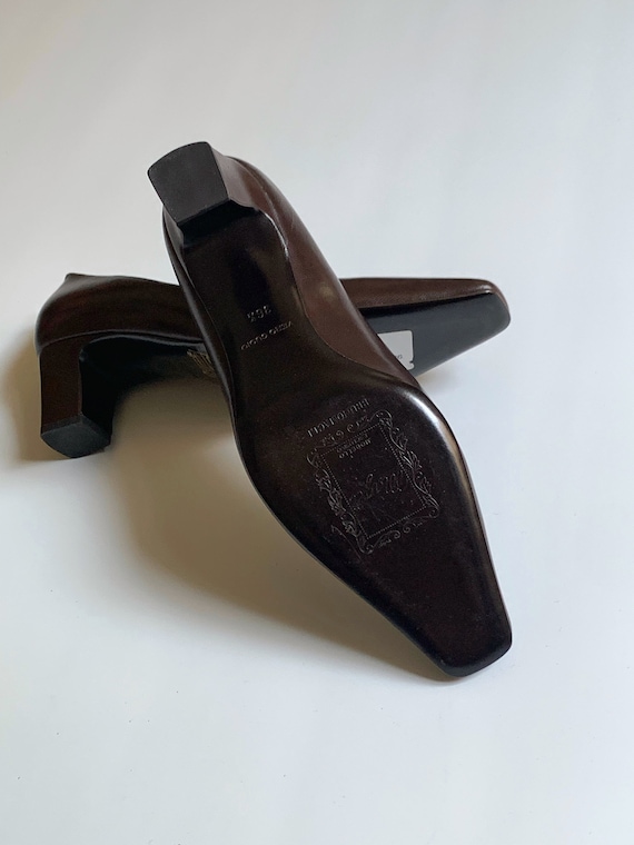 Y2K Bruno Magli Shoes Deadstock Brown Pumps Leath… - image 3