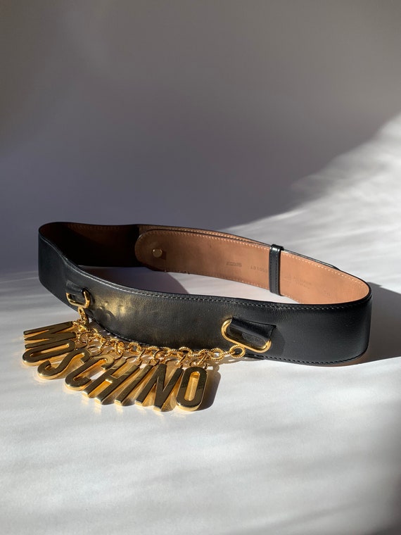 80s Moschino Redwall belt, Wide black leather Belt