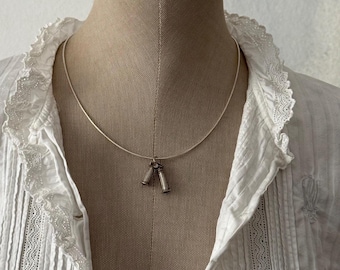Sterling Silver Column Charms Necklace - Vintage Ionic & Corinthian Miniature Pillar Choker - Architectural Sterling Collar Necklace