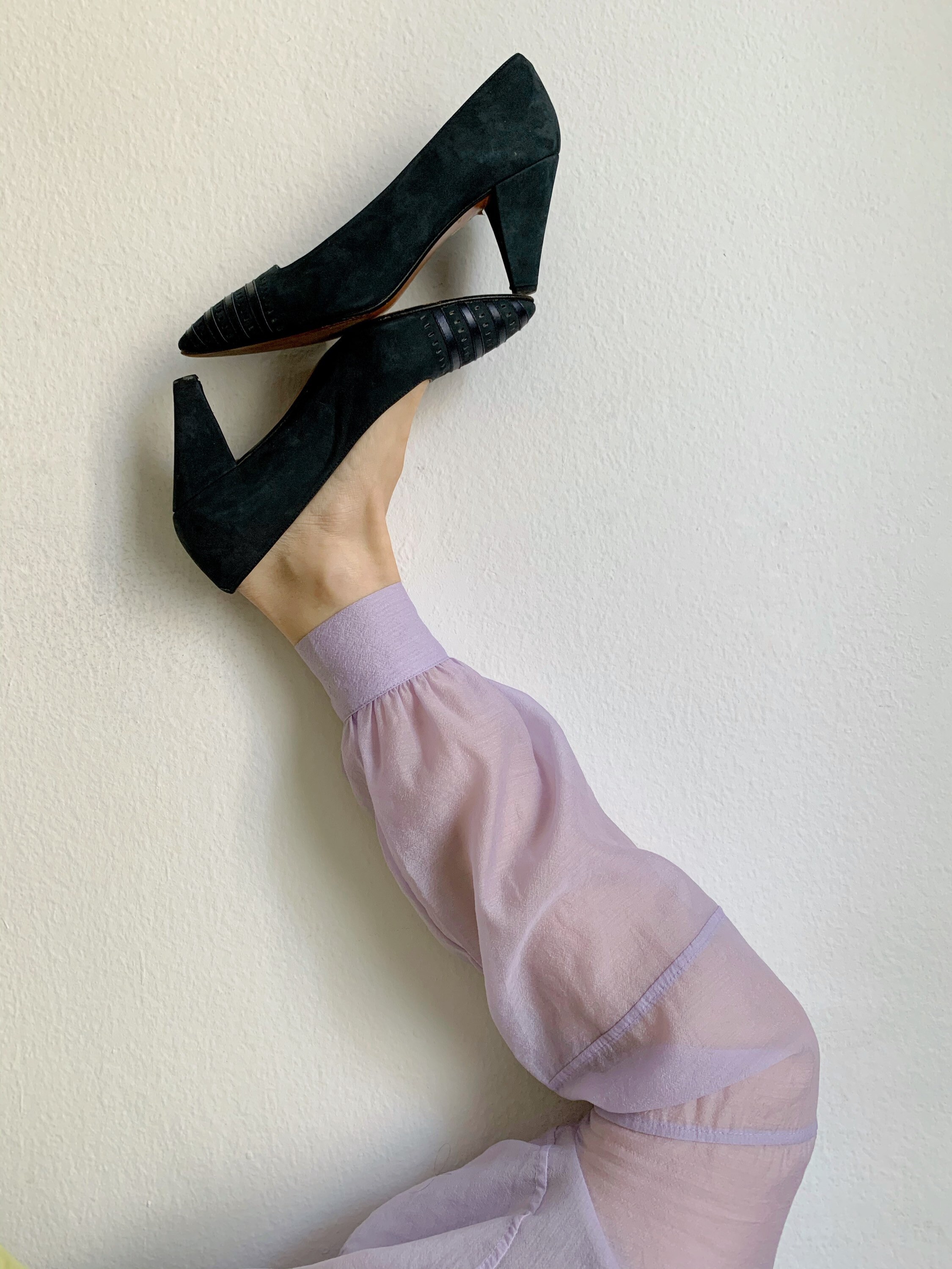 Balenciaga Shoes Navy Suede Pumps Dark Blue Leather Heels