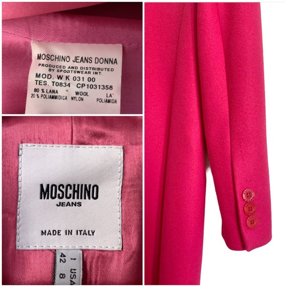 Y2K Moschino pink wool coat, Fuchsia Moschino Jea… - image 5