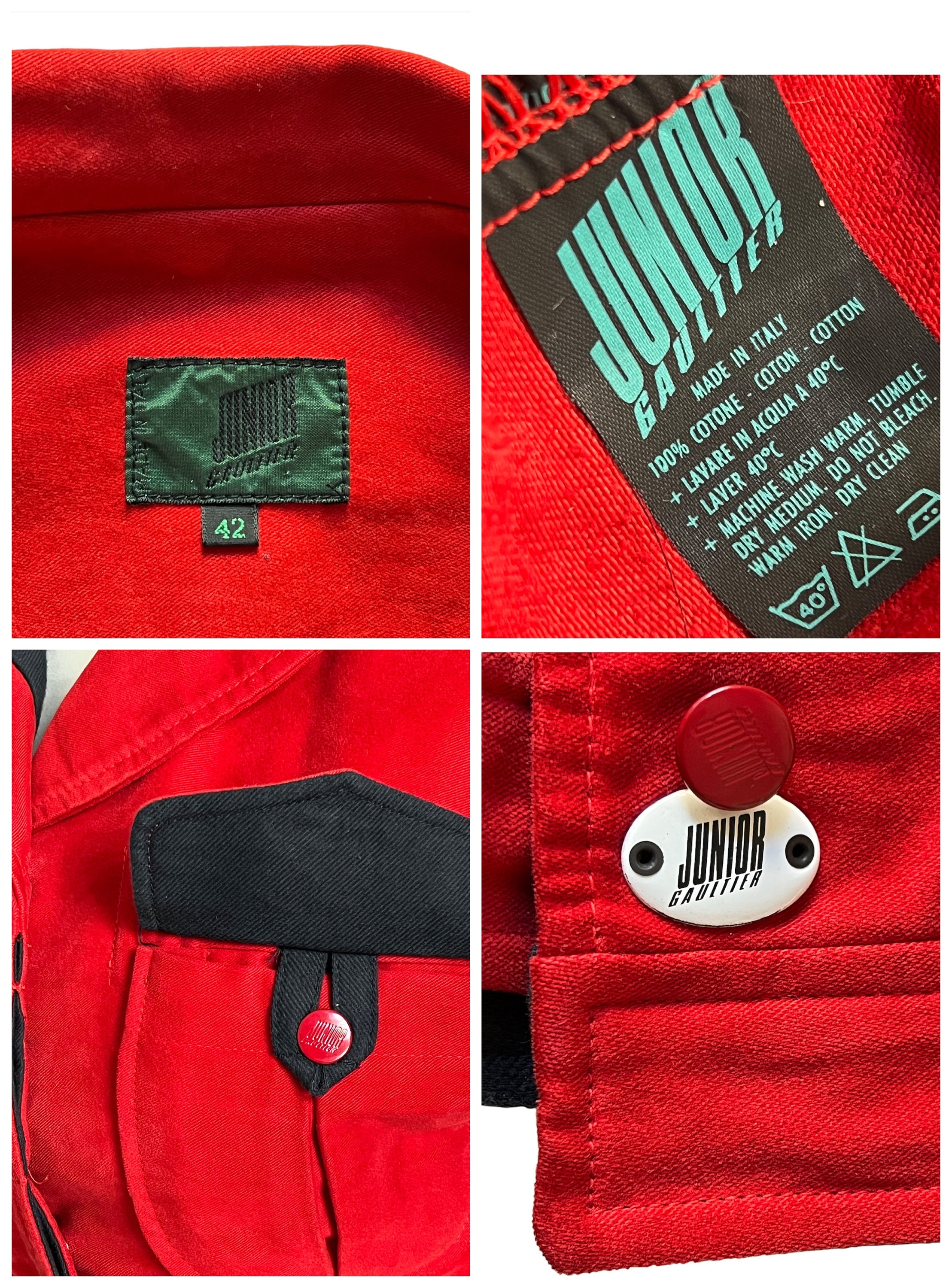 Jean Paul Gaultier Junior 1980s red fair isle mock neck jumper