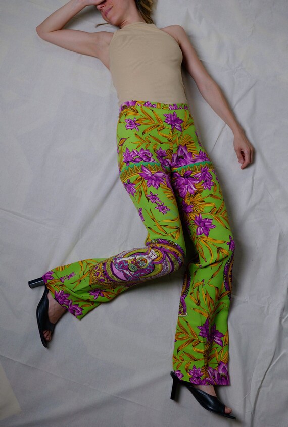 Vintage GIANNI VERSACE Size 28 Multi-Color Print Cotton