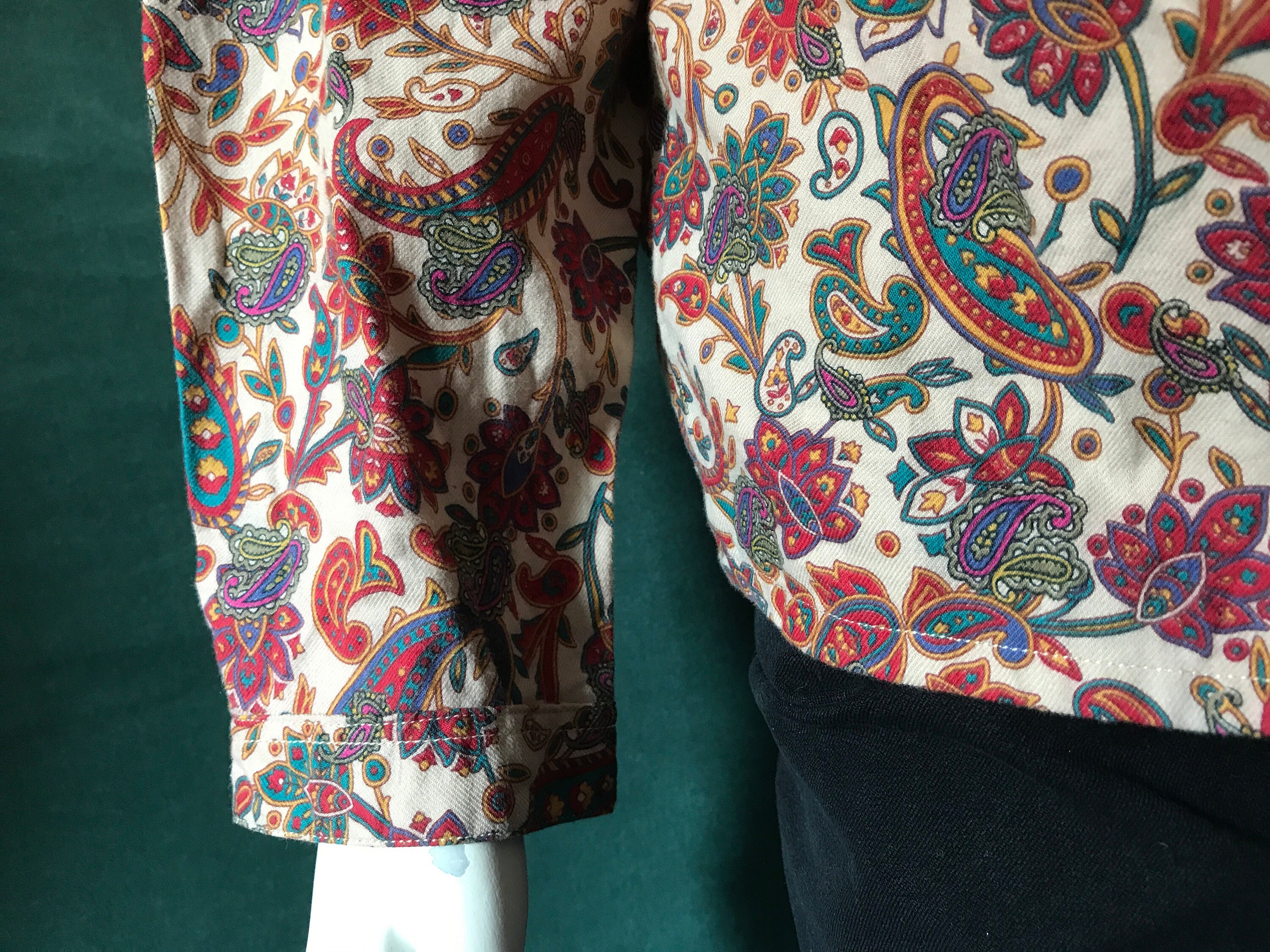 80s Cacharel blouse / paisley print shirt / Cacharel button up | Etsy