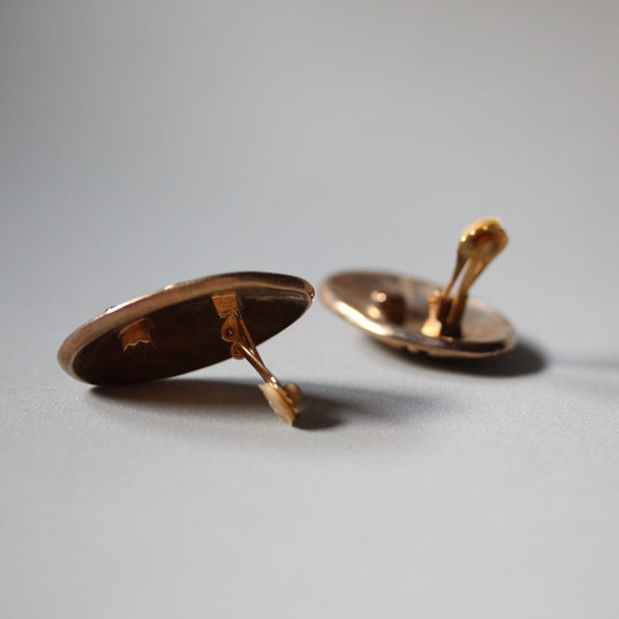 90s oval textured earrings / large gold earrings … - image 4