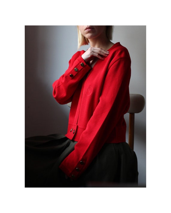 red womens cardigan