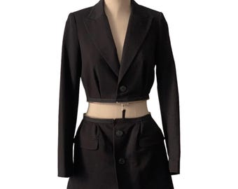 Jean Paul Gaultier Black Convertible Jacket, JPG black blazer, Y2K Designer Blazer, Gaultier Skirt Set, Gaultier for Lindex Limited Edition