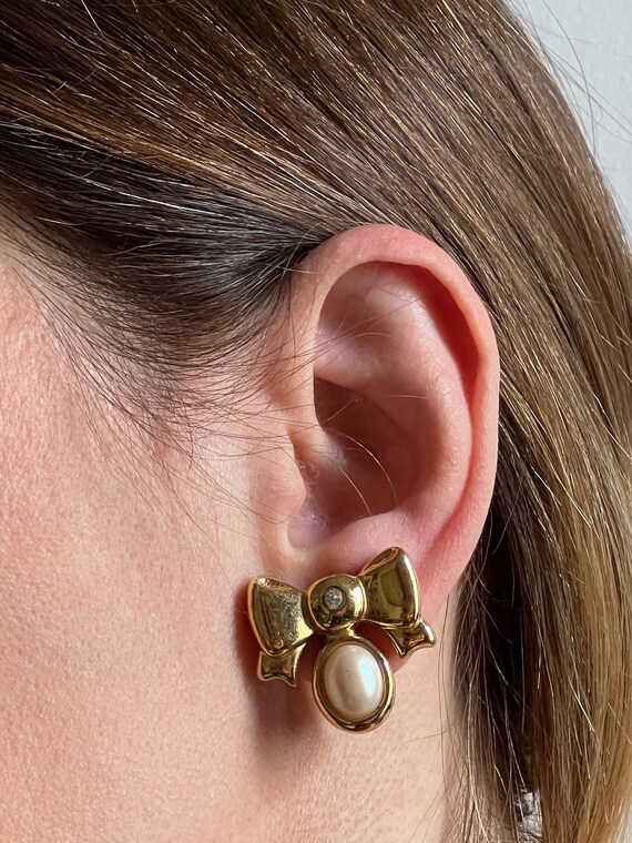 90s Nina Ricci bow earrings, modern vintage jewel… - image 3