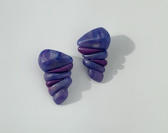 90s lilac abstract clip earrings - New old stock jewelry
