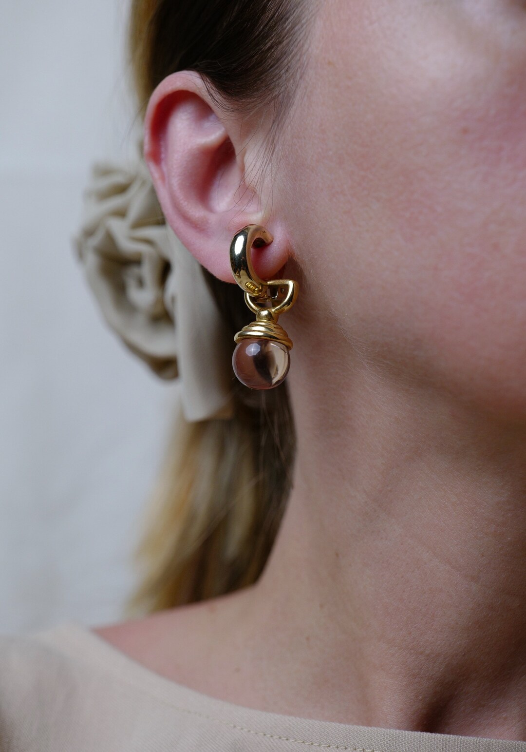 Vintage Crystal Ball Dangle Earrings, Ball Drop Earrings, Y2k Earrings