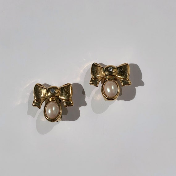 90s Nina Ricci bow earrings, modern vintage jewel… - image 2