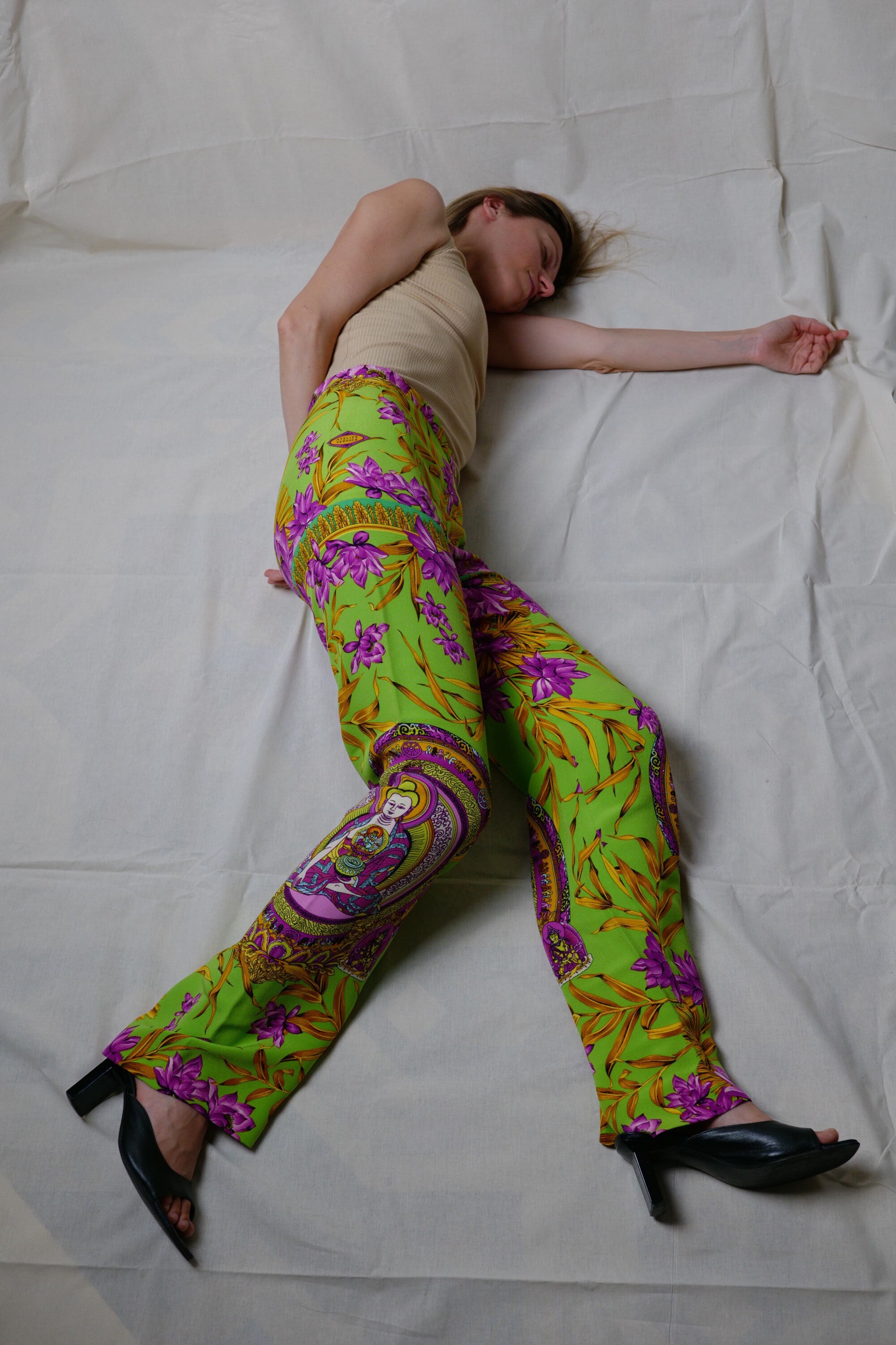 パンツ 90s GIANNI Versace slacks pants archive Vintage Gianni Versace Couture Pants, 90s Versace Silk
