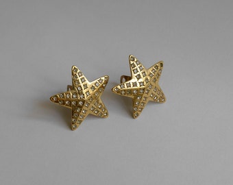 90s star earrings, rhinestone star earrings, vintage statement earrings, large star shape earrings, 90s costume jewelry, unique gift for her