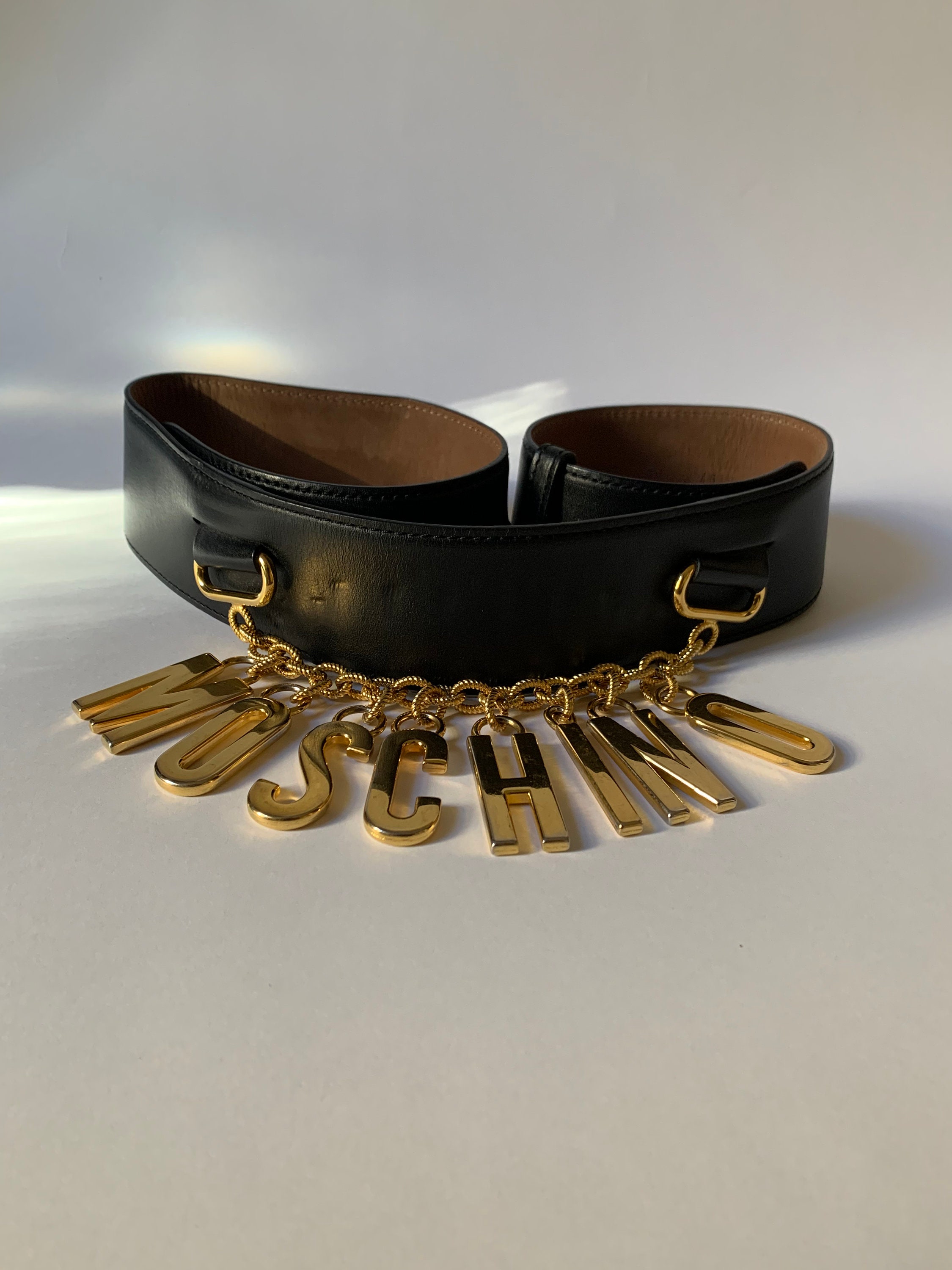 80s Moschino Redwall Belt, Wide Black Leather Belt, Gold Letters Belt, Designer Belt Women, Moschino Logo Charms Belt, Hanging Letters Belt - Etsy 80s Moschino Redwall Belt, Wide Black Leather Belt, Gold Letters Belt, Designer Belt Women, Moschino Logo Charms Belt, Hanging Letters Belt - Etsy