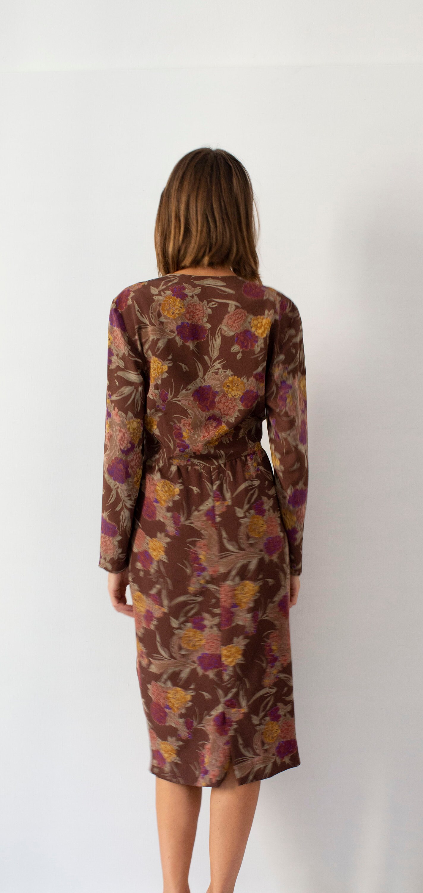 80s Wrap Dress / Floral Print Dress / Silky Midi Dress / - Etsy