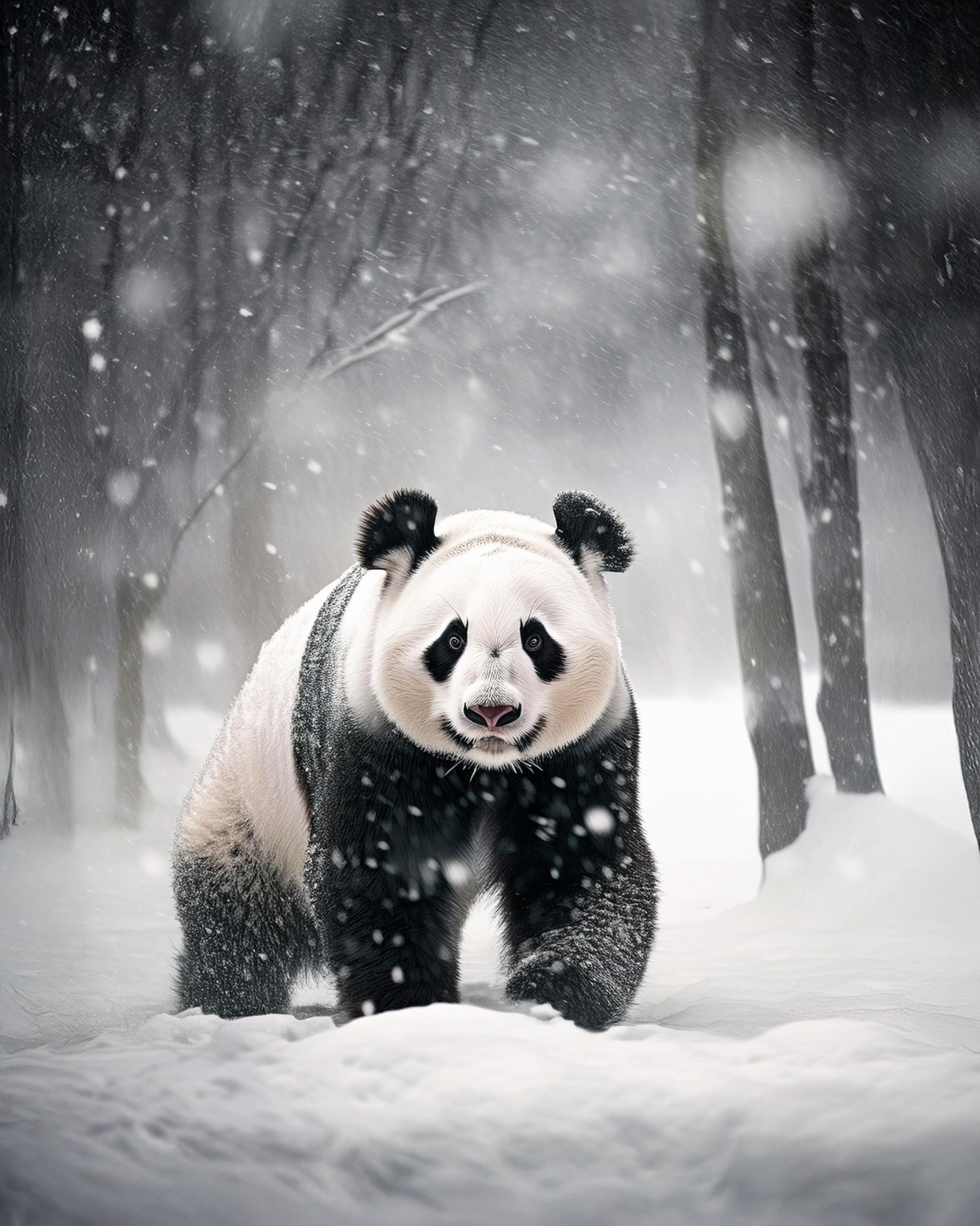 Panda in Snow - Etsy