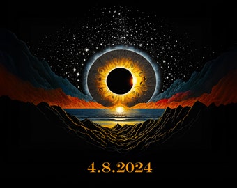 Total Solar Eclipse Image with 2024 Date