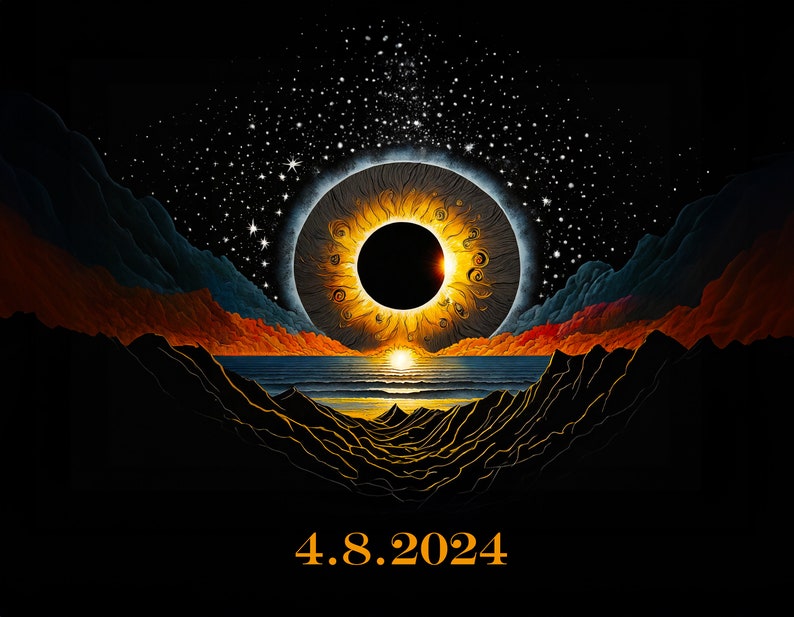 Total Solar Eclipse Image With 2024 Date Etsy