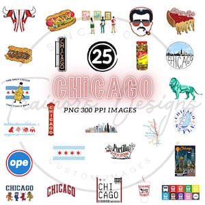 25 CHICAGO PNG digitaler Download, The Windy City, Chicago, Bulls Cubs Bears Sox, Aufkleber, Kleidung