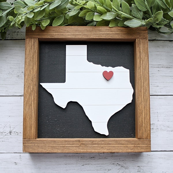 Framed shiplap state sign / Laser cut state with heart