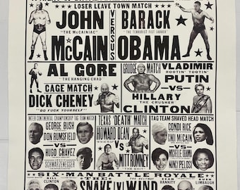 Presidential Wrestling Fine Art Print on Arches Paper