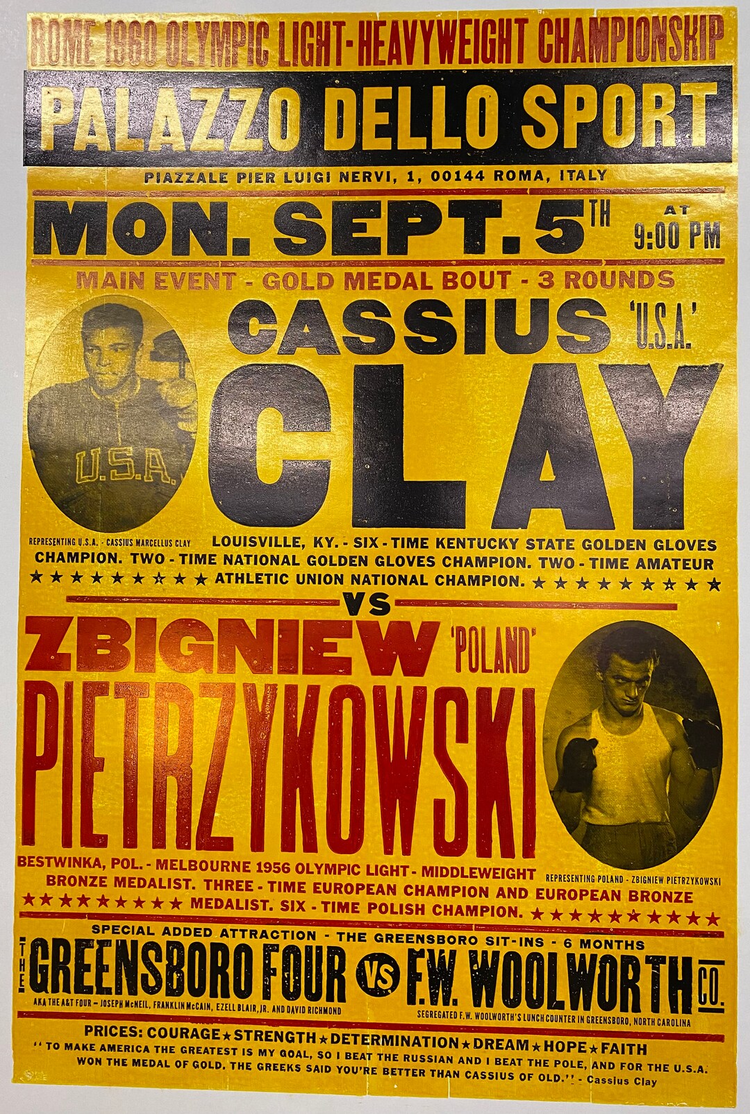 Cassius Clay Vs Zbigniew Pietrzykowski 1-sheet Letterpress pic