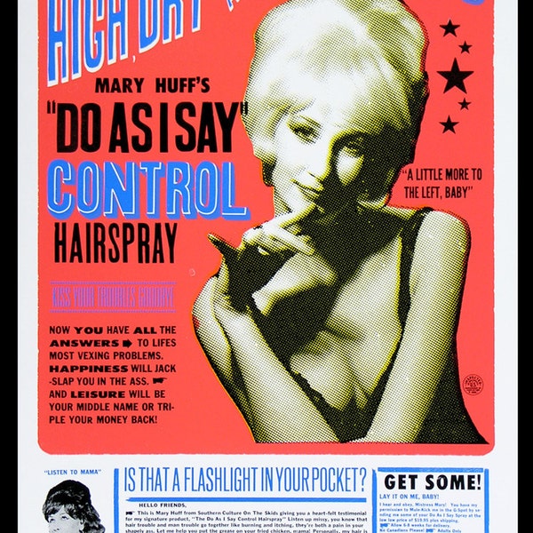 MARY HUFF'S Do As I Say Control Hairspray Hand Printed Letterpress Poster