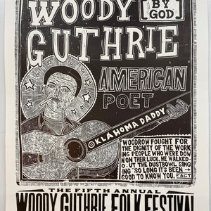 Original Woody Guthrie 1-sheet woodblock Print image 2