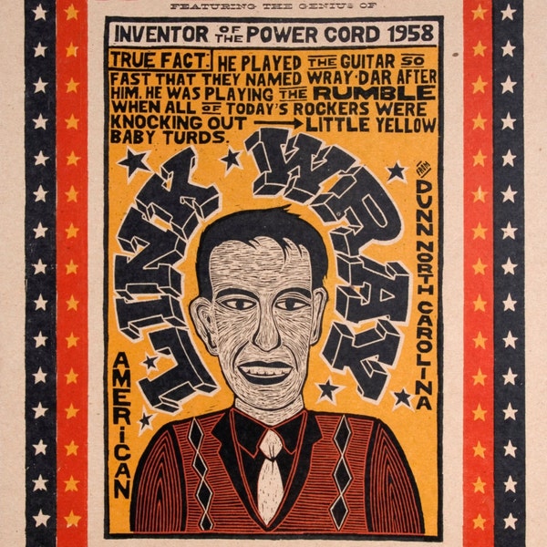 LINK WRAY Ponderosa Stomp Hand Printed Letterpress Poster