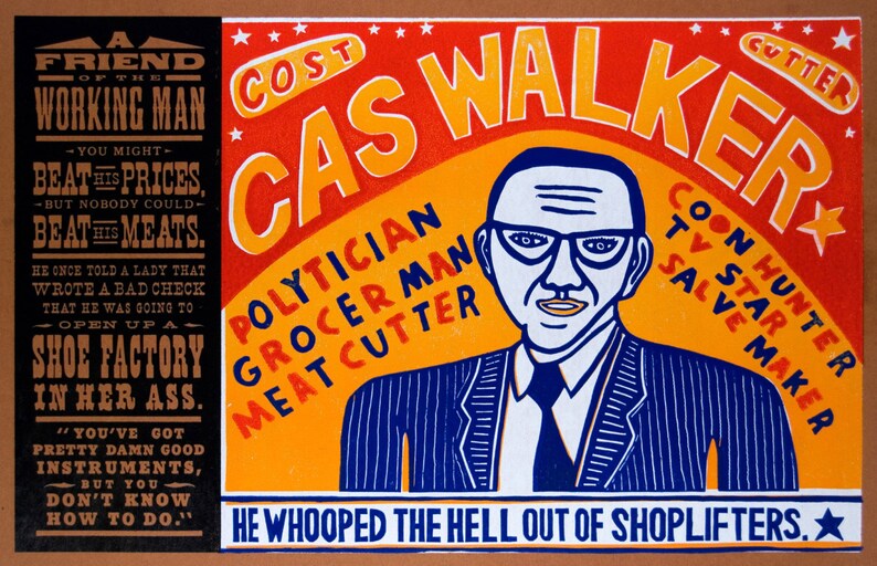 CAS WALKER Cost Cutter Hand Printed Letterpress Poster image 1