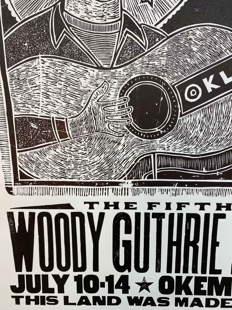 Original Woody Guthrie 1-sheet woodblock Print image 4