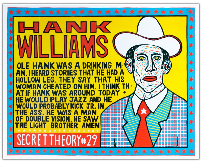 HANK WILLIAMS Secret Theory 29 Hand Printed Woodblock Poster image 1