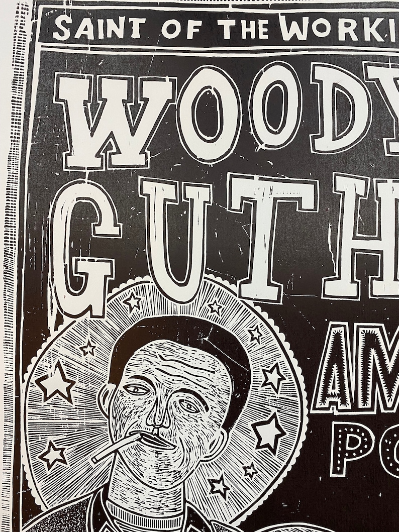 Original Woody Guthrie 1-sheet woodblock Print image 5