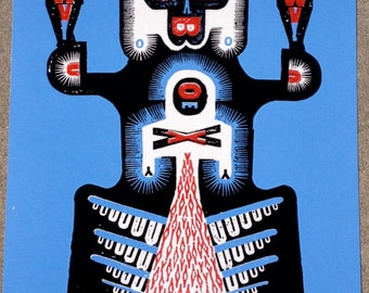 Robot - SASQUATCH, Letterpress Print, Limited Edition, 15.75" x 23"