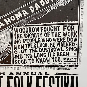 Original Woody Guthrie 1-sheet woodblock Print image 3