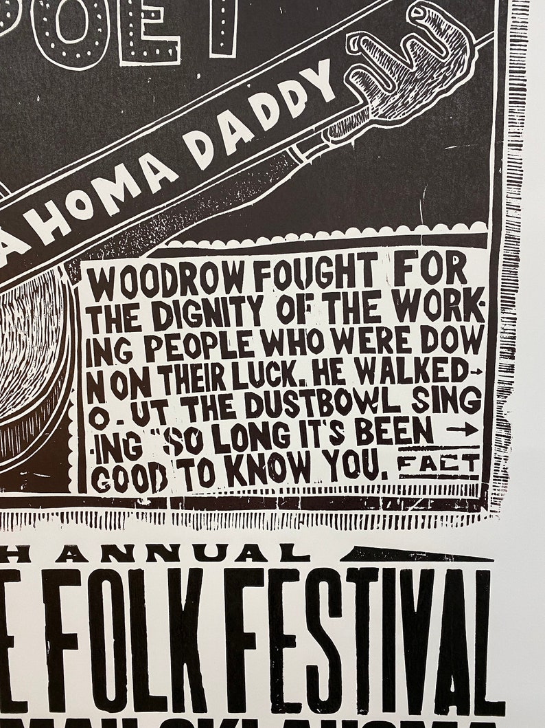 Original Woody Guthrie 1-sheet woodblock Print image 3