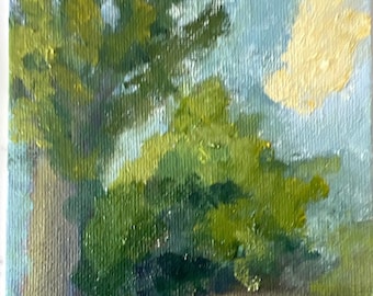 Small oil painting, rural landscape,