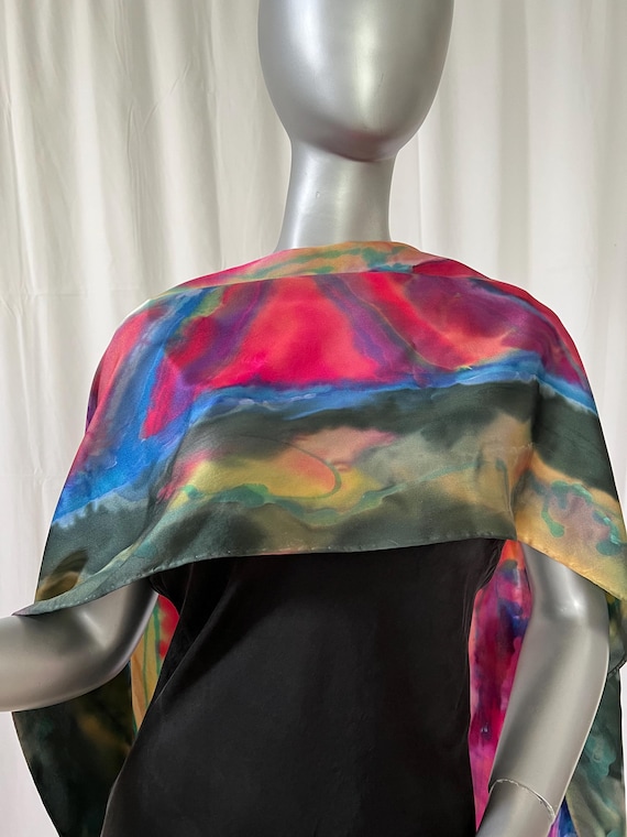Long silk scarf, Charmeuse Silk, Arizona Sunset