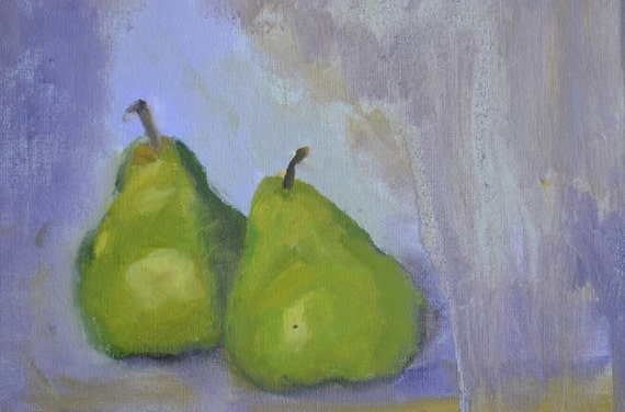 still life with pears, original oil painting, 11 x 14"