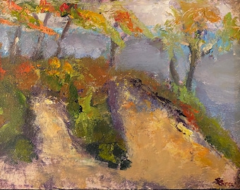 Original oil painting, Fall Colors, Dunbar Beach, Dunes national park