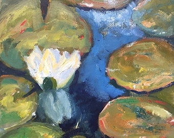 Lilly Pads, original oil painting, 9x12, unframed, en plein air