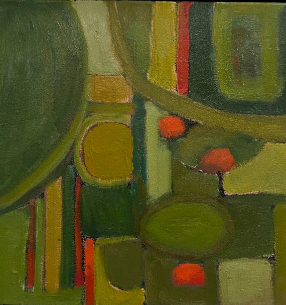 Abstract Oil Painting,Original, “Deconstructed Olive”