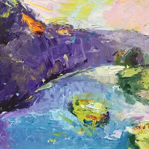 Original oil painting, abstract bright colors