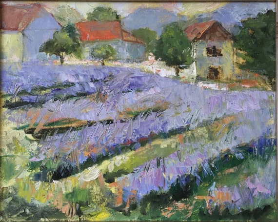 French Lavender Field, Giclee Print of an original Oil Painting