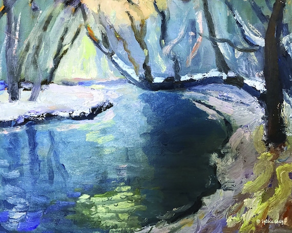 Winter Creek jpg, digital download, oil painting jpg, artwork jpg, painting jpg, wall art