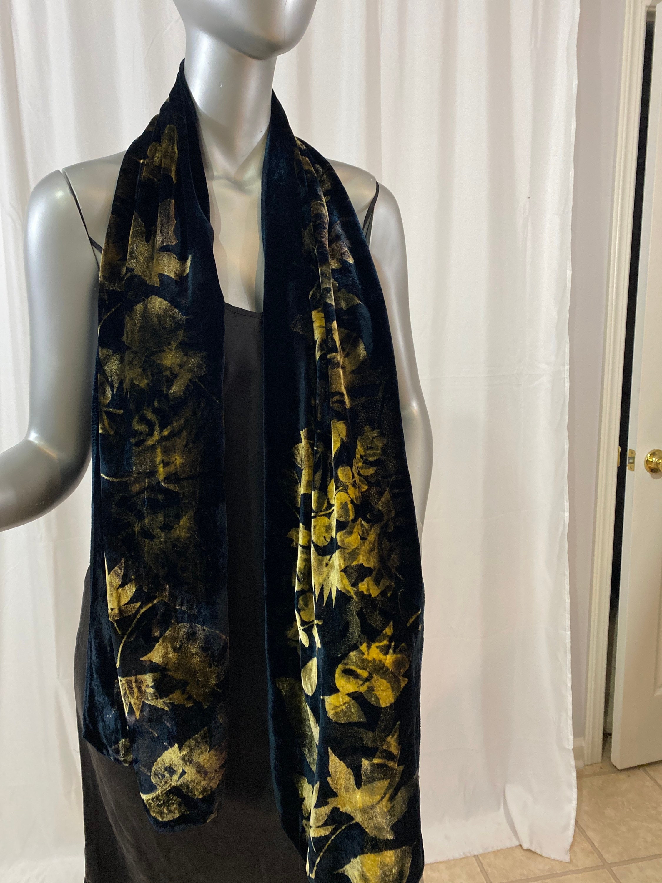 velvet scarf or shoulder wrap, hand ...