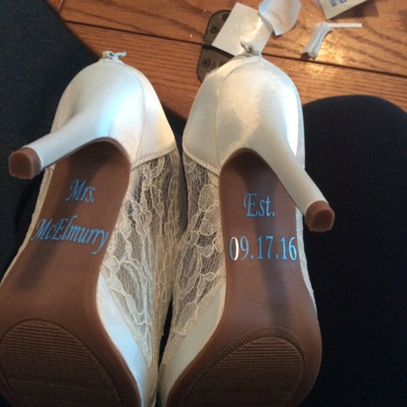 Personalized wedding shoe vinyl decals with established date Etsy